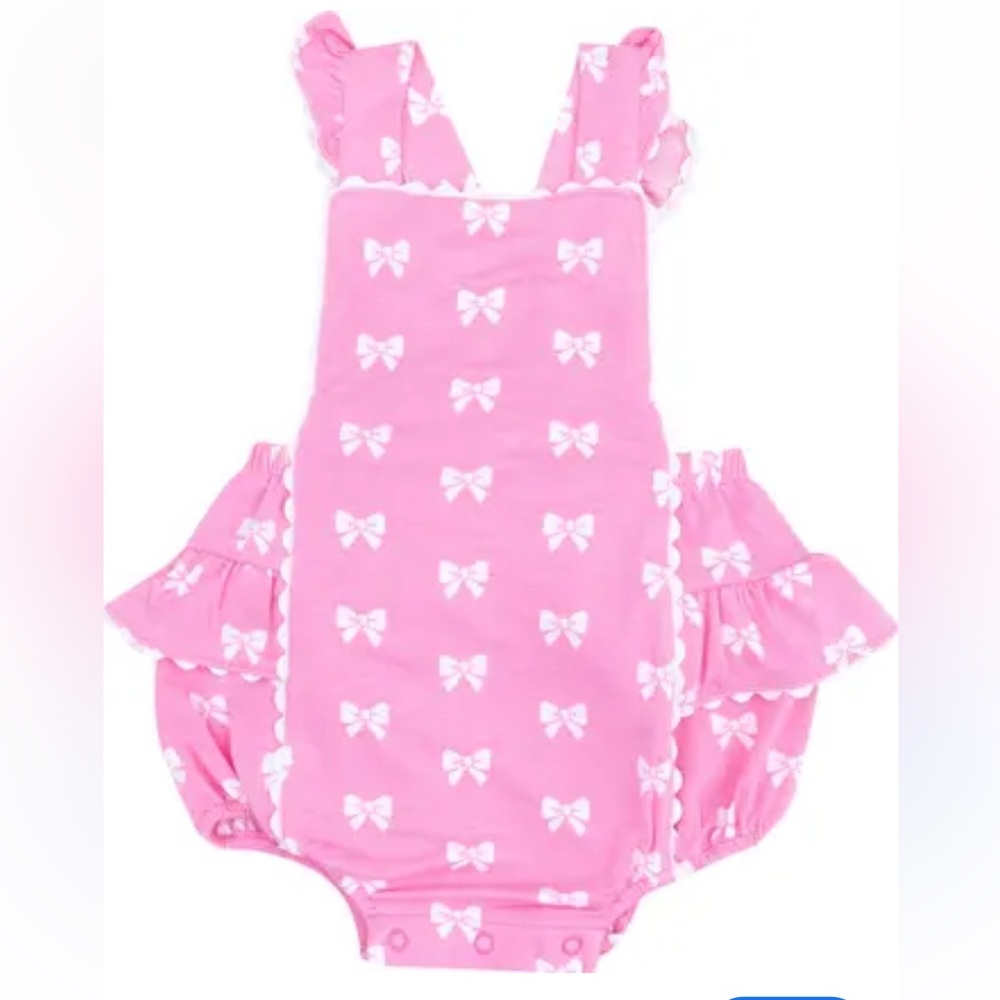 NWT Angel Dear Pink Bow Print Baby Romper - Picture 2 of 6